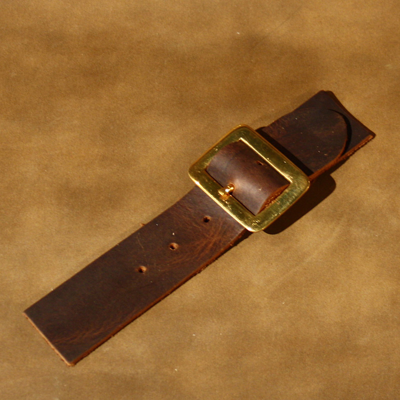 Kilt Strap SewOn Kilt or Cloak Strap In Brown Leather. Solid Brass