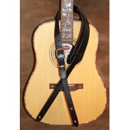 Guitar Strap - 'Pioneer' style custom leather guitar strap. Classic narrow black leather 'old school' guitar strap. Can be personalised