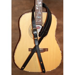 Guitar Strap - 'Pioneer' style custom leather guitar strap. Classic narrow black leather 'old school' guitar strap. Can be personalised