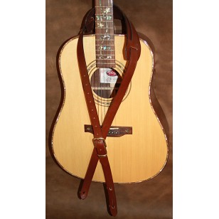 Guitar Strap - 'Pioneer' style custom leather guitar strap. Classic narrow brown leather 'old school' guitar strap. Can be personalised