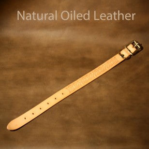 Leather Dog Collar - 15 to 20 inch neck - Dog Collar - Celtic design with natural oiled leather finish