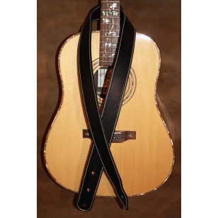 Guitar Strap - 2" 'Phoenix' Style Custom Leather Guitar Strap (Plain Black) Can be personalised