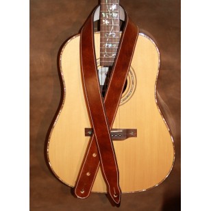 Guitar Strap - 2" 'Phoenix' Style Custom Leather Guitar Strap (Plain Dark Brown) Can be personalised