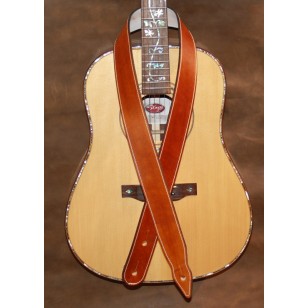 Guitar Strap - 2" 'Phoenix' Style Custom Leather Guitar Strap (Plain Saddle Tan) Can be personalised