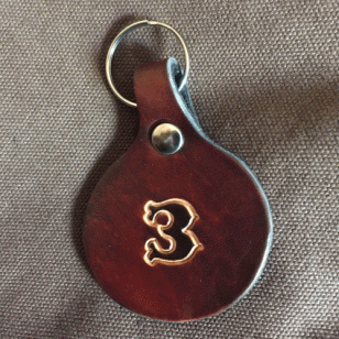 Number 3 Leather Key Fob - 3rd Anniversary Gift