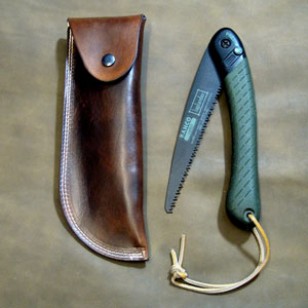 Pouch - Plain Dark Brown Leather Belt Pouch To Fit Bahco Laplander Folding Bushcraft Saw