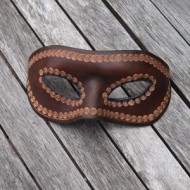 Mask - Venetian Style Leather Mask In Dark Brown Leather