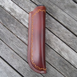Knife Sheath 1 - Hand Tooled & Dyed Brown Leather (Wet Form) Knife Sheath To Fit Mora Or Similar Size Bushcraft Knife
