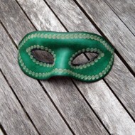 Mask - Venetian Style Leather Mask In Green Leather
