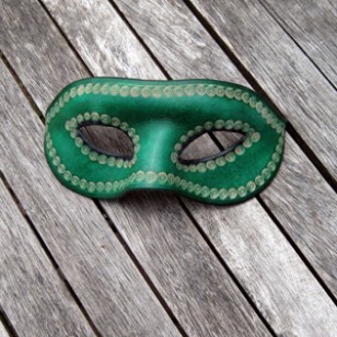 Mask - Venetian Style Leather Mask In Green Leather