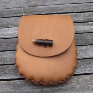 Pouch - Hand-Laced Leather Belt Pouch (Oiled Natural Leather)