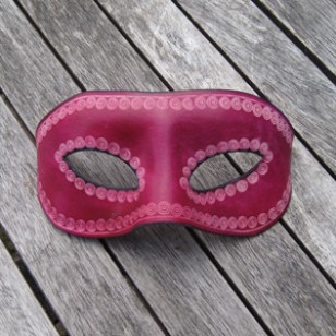 Mask - Venetian Style Leather Mask In Oxblood Leather