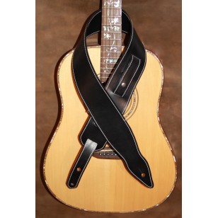 Guitar strap - 3" wide adjustable length 'Memphis' style custom leather guitar strap (Plain Black) Can be personalised