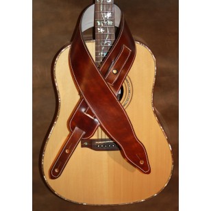 Guitar strap - 3" wide adjustable length 'Memphis' style custom leather strap (plain dark brown) Can be personalised