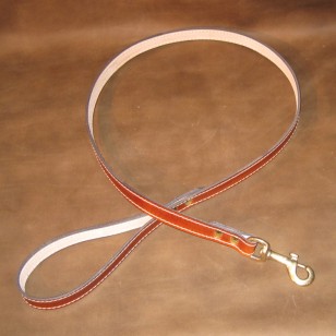 Dog Lead in Saddle Tan Leather with Solid Brass Trigger Hook to suit SMALL dogs