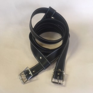 Straps - 1.5" Wide Classic Sports Car Rack Luggage or Basket Straps (pair with spacer strap) 55" Long in BLACK Leather