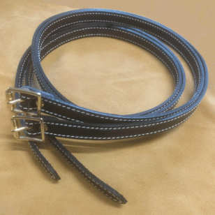 Straps - Pair of 3/4" wide x 48" long Black Leather Suitcase Straps