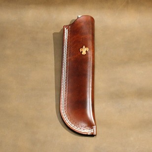 Knife Sheath 1 - Brown Leather (Wet Form) Knife Sheath With Scouting Motif Fits Mora Or Similar Size Bushcraft Knife