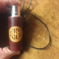 Lighter - Celtic Design Case with Refillable Lighter On Neck Cord (Dark Brown Leather)