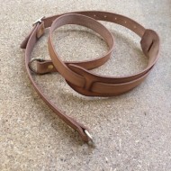 Strap - Creel Strap 50" x 1" - Natural Oiled Leather with shoulder pad, brass dees and buckle
