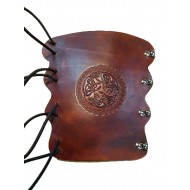 Archery Bracer - Elastic Style fits all sizes - Tooled Celtic Dogs