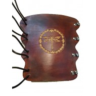 Archery Bracer - Elastic Style fits all sizes - Tooled Dragonfly design