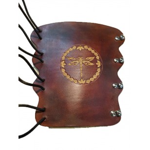 Archery Bracer - Elastic Style fits all sizes - Tooled Dragonfly design