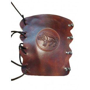Archery Bracer - Elastic Style fits all sizes - Tooled Richard III Wild Boar Design