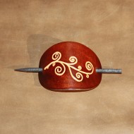 Hair Accessories - Tooled Classical Design Dark Brown Leather Hair Barrette or Hair Slide