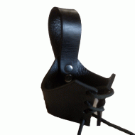 Leather Drinking Horn Strap (Black) - attaches to your belt
