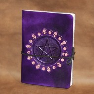 Journal - A5 Leather journal (Book of Shadows) with Pentagram design (and decorative tooled leather bezel)