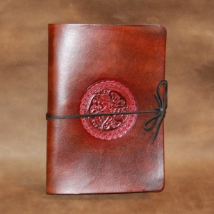 Journal - A5 Leather journal with Celtic Dogs design