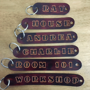 Personalised key fob - hand tooled lettering (name)