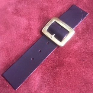 Kilt Strap - Sew-On Kilt or Cloak Strap In Burgundy Wine Leather. Solid Brass (gold coloured) Buckle