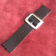 Kilt Strap - Heavy Duty Kilt or Cloak Strap In Dark Brown Leather. Nickel Plated Brass (silver coloured) Buckle for man's kilt