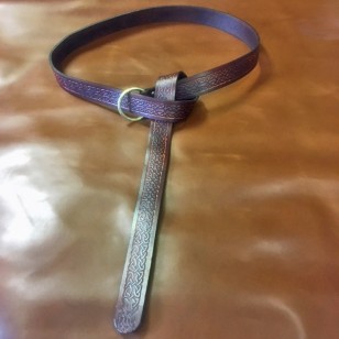 Belt - Monk's Leather Ring Belt - 72" x 1.5" wide with Celtic tooling