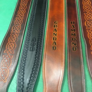 Guitar Strap Customisation - Sample (finished) text image and notes about personalisation and custom text