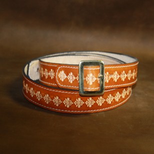 Ukelele (leather) Strap - 1.25" wide - adjustable length (Hand Tooled Saddletan)