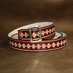 Ukelele (leather) Strap - 1.25" wide - adjustable length (Hand Tooled Dark Brown)