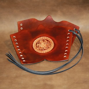 Archery Bracer - Traditional style with Celtic Dogs tooling (pair)