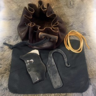 Bushcraft Flint and Steel Firelighting Kit in Leather Pouch