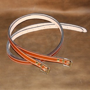 Straps - Pair of 3/4" wide x 56" long Saddle Tan Leather Suitcase Straps