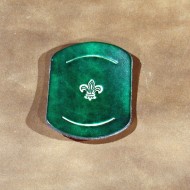 Scouts & Cubs - Plain Embossed Leather Scout Woggle with Fleur de Lys Motif in Green