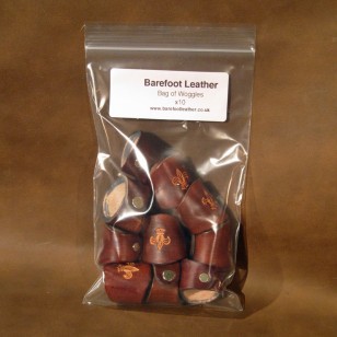 Scouts & Cubs - 10 x Traditional Leather Scout or Cub Woggles in a Bag - Each Woggle is Hand Tooled with Fleur de Lys Motif